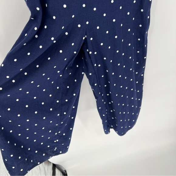 Old Navy Linen Navy polka dot jumpsuit Pockets Smocked Back - Picture 5 of 15